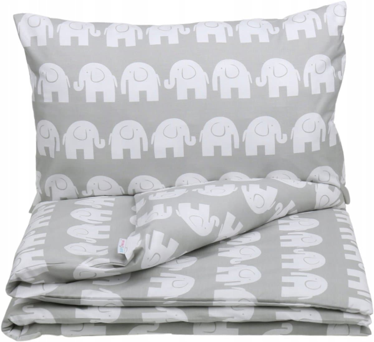 Babymam Kinderledikant Beddengoed Set 2 Delig 135x100cm Witte Olifanten