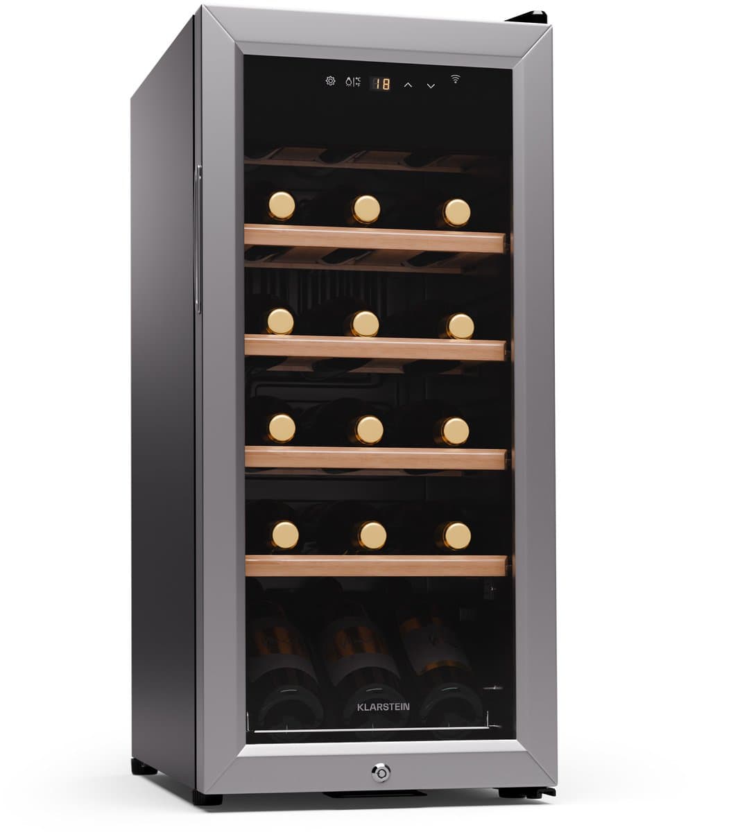 Klarstein Wijnkoelkast, 1-zone Drankkoelkast, Stille Indoor/Outdoor Koelkast, 50 Liter, Voor 18 Flessen, 5–18 °C