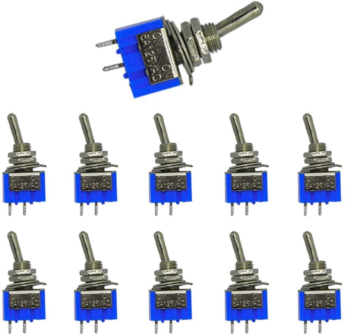 10x Mini Tuimelschakelaars ON-ON 6A 125V AC - Compacte Elektrische Wisselschakelaars voor Auto, Boot en Installatie