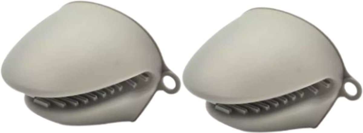 Kinghoff - 2-Delige - Siliconen Pannenlapset - Ovenhandschoen - Hittebestendige Pot Gripper - Antislip Siliconen - Geschikt voor Oven, Magnetron en Vriezer - 8.5 x 7.8 cm - Grijs