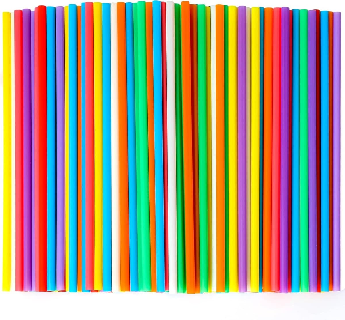 OLOEY Verpakking van 500 gekleurde wegwerprietjes van plastic (6 mm diameter-20 cm lengte) - willekeurige kleurenmix