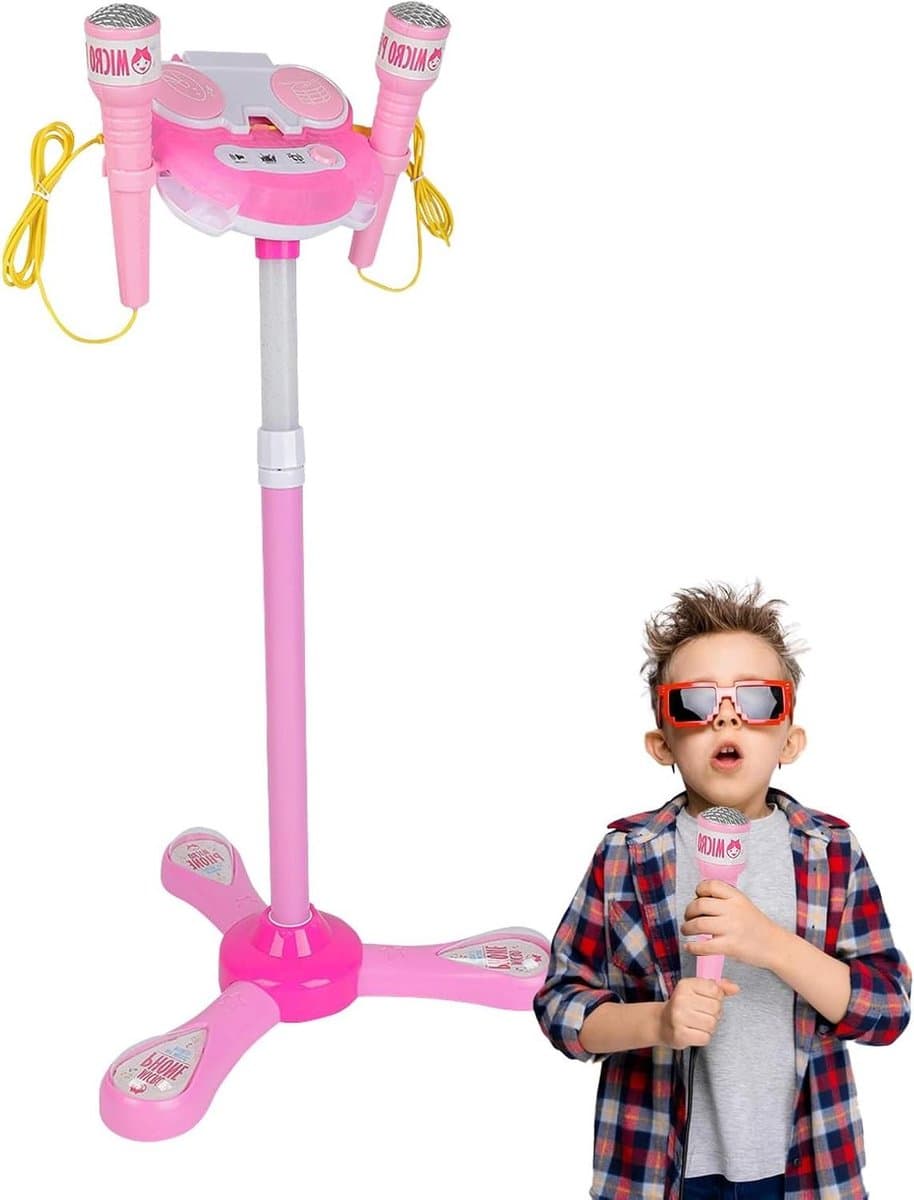 Kinder Microfoon - Speelgoed Microfoon - Muziek Spelen - Met Statief - 89x35x27cm - Roze