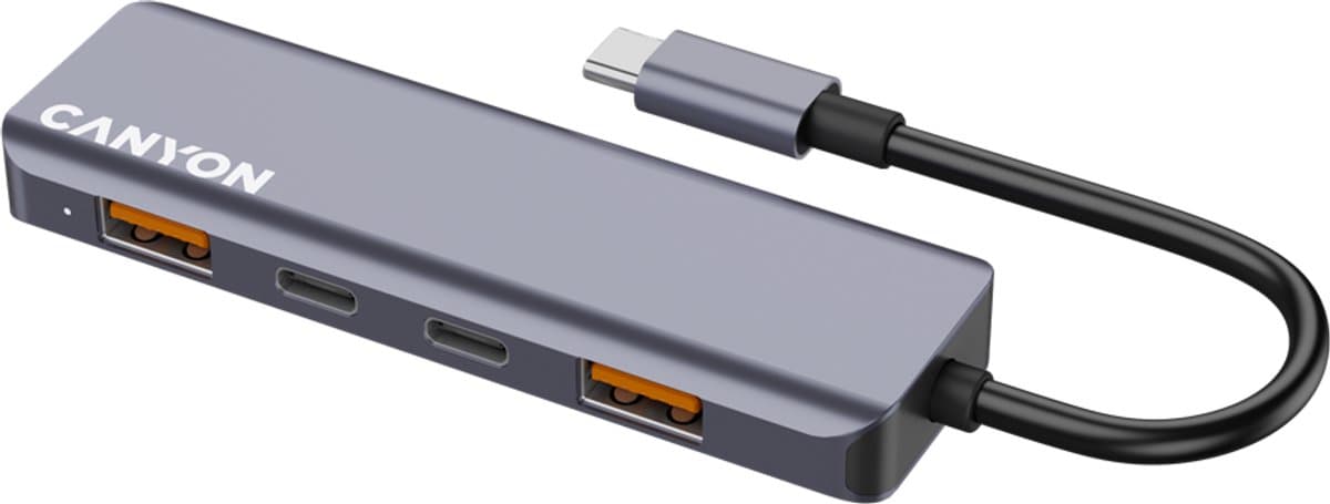 Canyon DS-18 Serie - USB-C Hub - 5-in-1 - Snelle Gegevensoverdracht - Aluminium Behuizing
