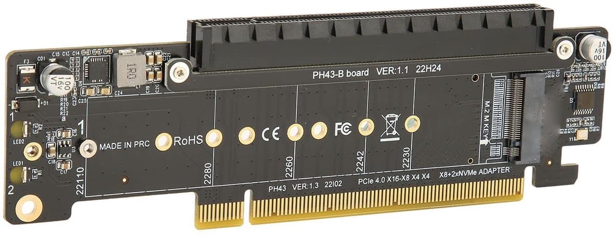 Zeynomax - Pcie X16-Uitbreidingskaart - M.2 NVMe-controller - Sterk en duurzaam - 6 Poorten - Compatibel met PCIe 4.0 en 3.0 - Geschikt voor PC's - ..
