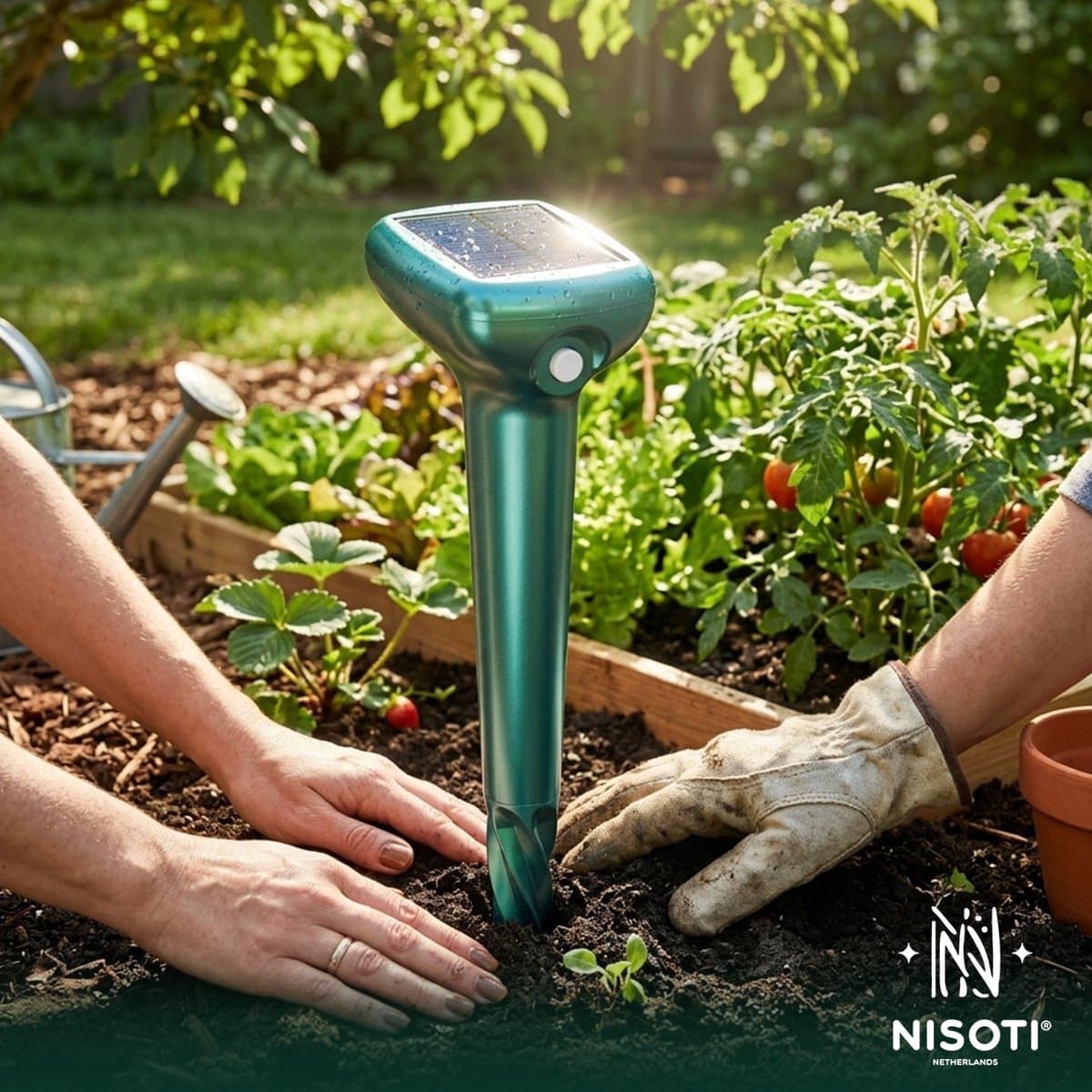 Nisoti Mollenverjager PRO - Ultrasone Mollenzintuig op Zonne-energie - IP65 Waterdicht - 2 Stuks.
