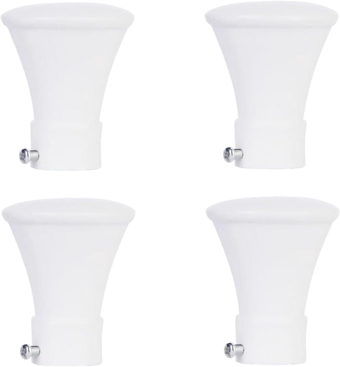 Raamstang Eindstukken Set van 4 Stangen Decoratieve IJzeren Gordijnroede Eindstukken Luidspreker Wit 28 mm