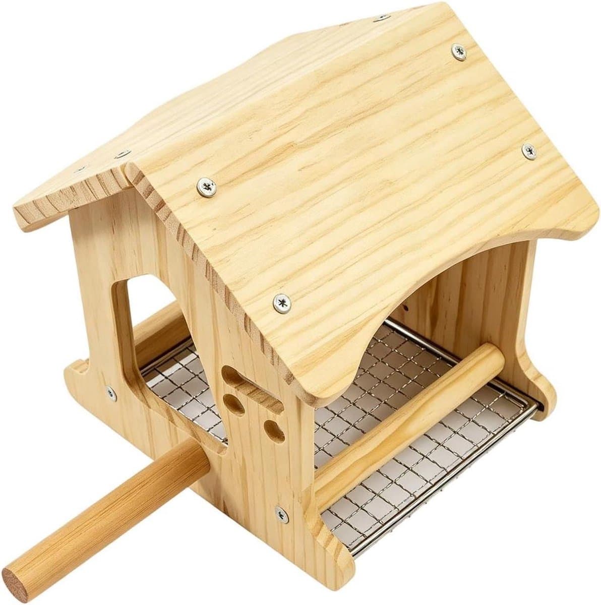 Houten Vogelhuisje - Nestkast Vogels - Broeden en Rust - Natuurlijke Decoratie - 18.5 x 16 x 16.8cm - Houtkleur