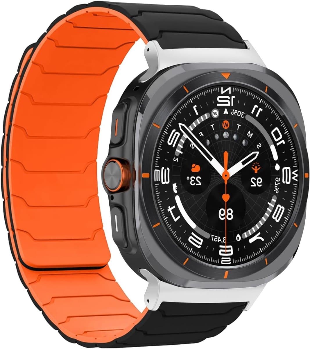 Compatibele Horlogeband voor Galaxy Watch Ultra 47 mm - Sterke Magnetische Silicone Vervangband voor Dames en Heren, Zwart, Geschikt voor Galaxy Watch 8/7 Ultra