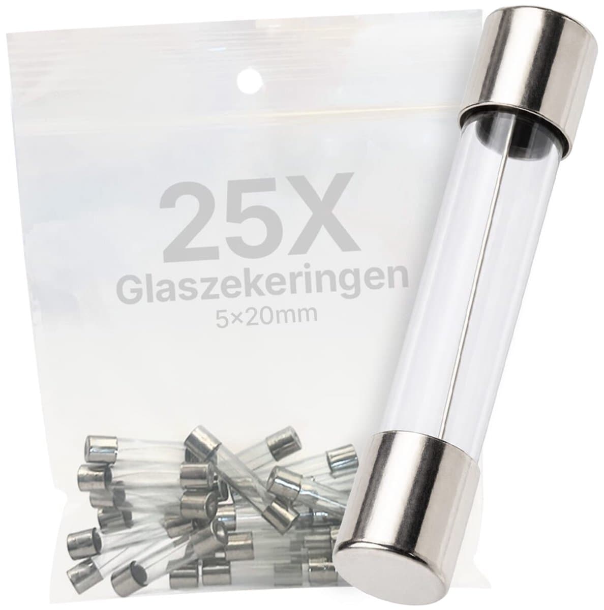 VLTG Glaszekering 5x20mm - 8A - T(traag) - Beschermt tegen overbelasting - 25 stuks
