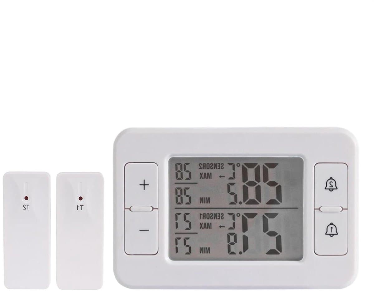 Draadloze Koelkastthermometer - Temperatuursensor Koelapparaat - Voedsel Veilig Bewaren - Intelligent Alarmsysteem - -40 tot 60 Graden Celsius - Wit