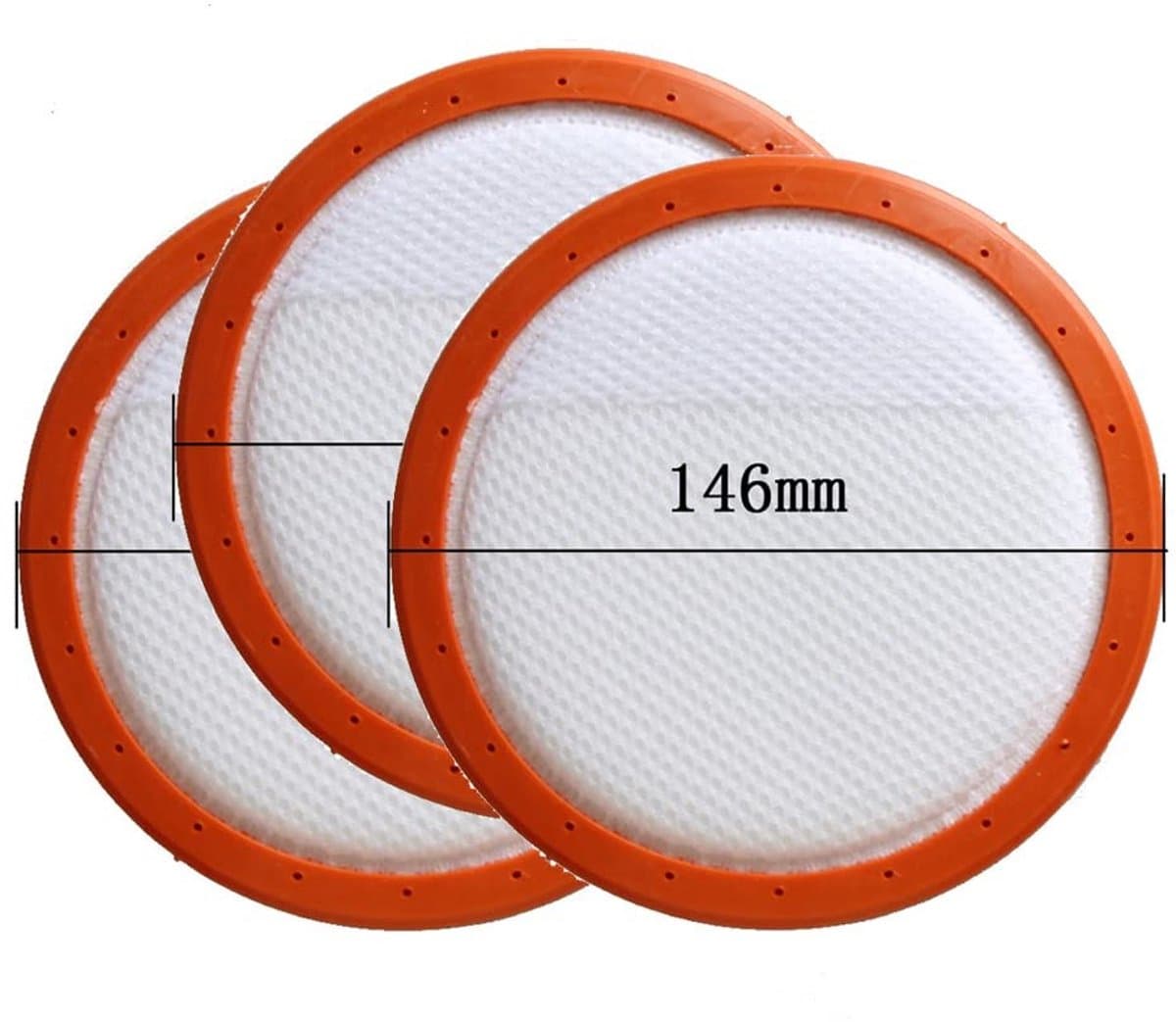 Dailygoods- HEPA-filter wasbaar - stofzuigerfilter - rond HV-filter - 3 stuks - katoen - eenvoudig te vervangen