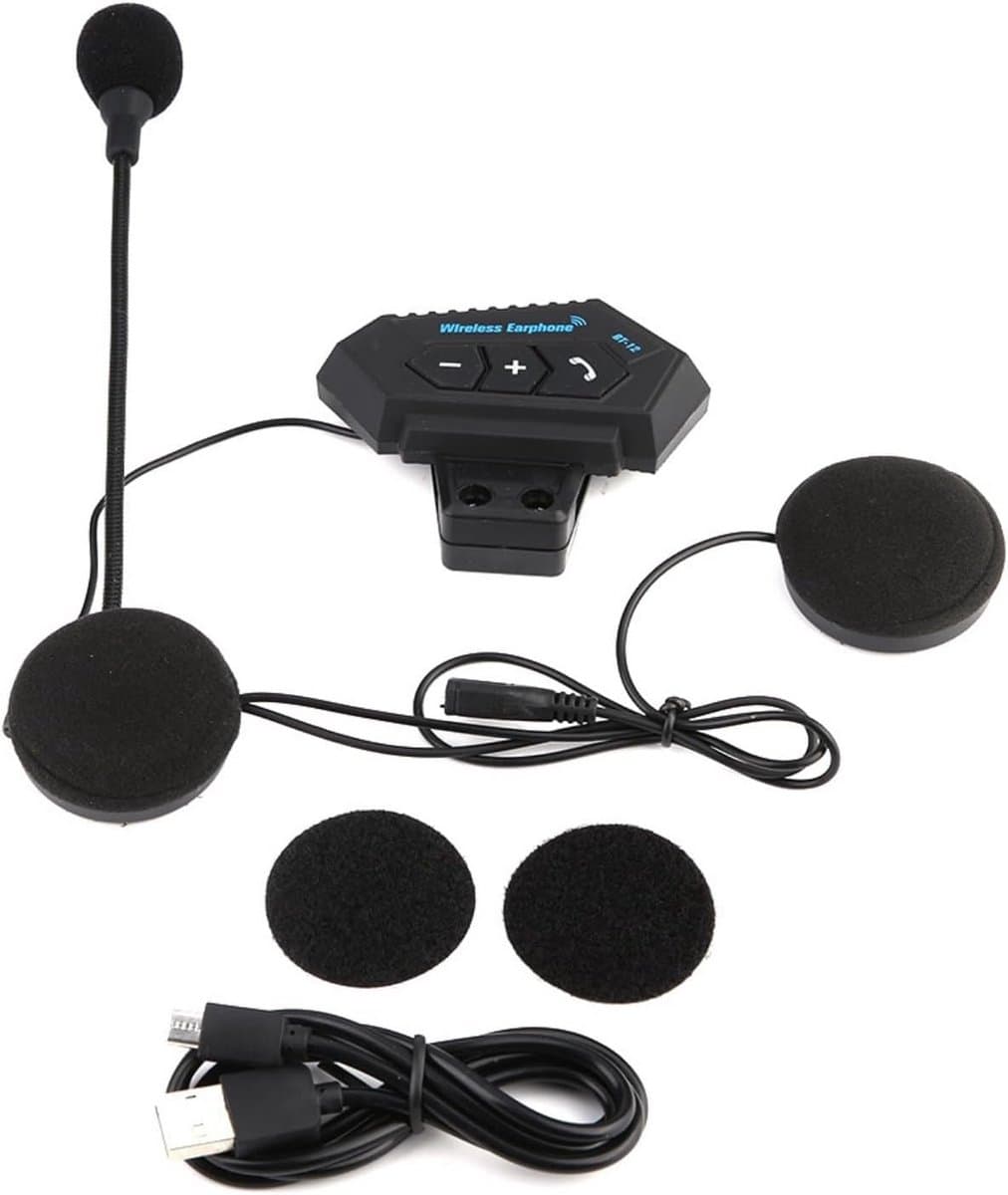 Helm Bluetooth Headset - Motorfiets Oortjes - Veilig Bellen Onderweg - Ultr dun Ontwerp - 5.0 Bluetooth - Zwart