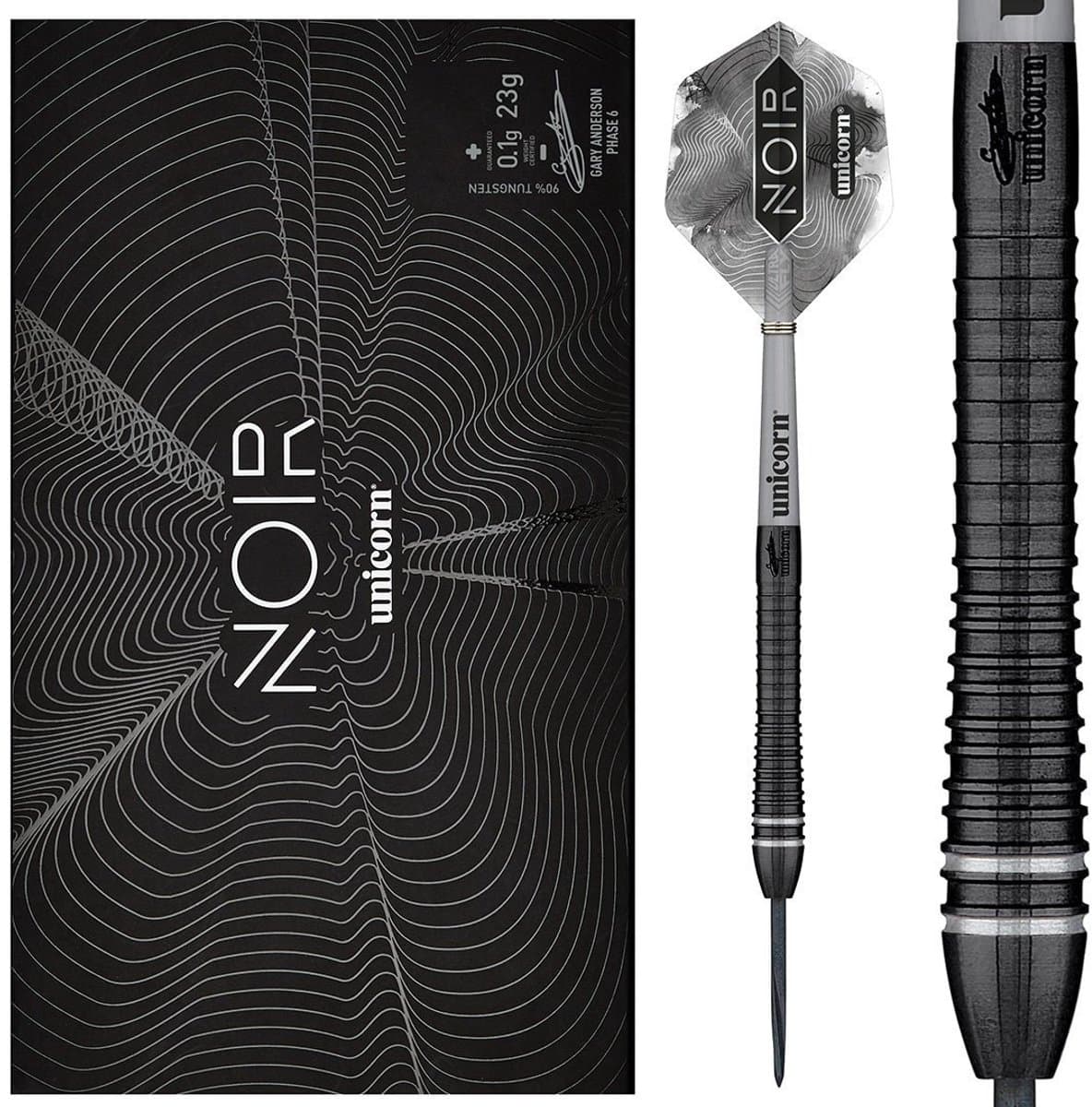 Unicorn Gary Anderson Noir Phase 6 90% - Dartpijlen