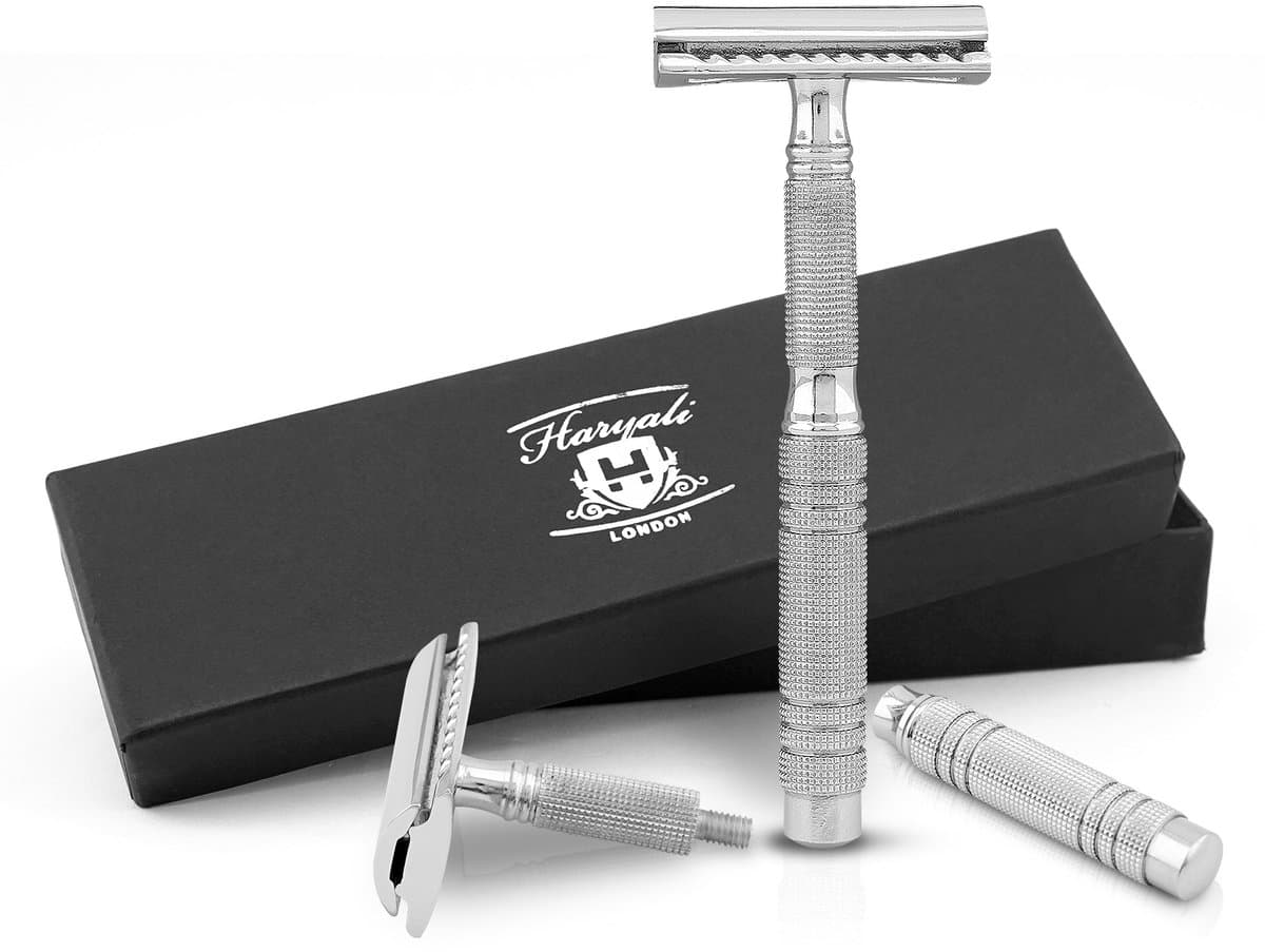 Haryali London Double Edge Safety Razor voor mannen en vrouwen - Roestvrijstalen Double Edge Razor - Reisscheermes - Herbruikbaar - Geschikt voor alle DE-mesjes