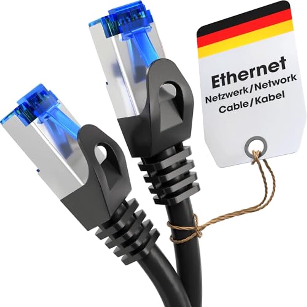 Ethernet Kabel 15m - LAN-kabel voor Gigabit-netwerken, 10Gbps, RJ45 - Zwart/Zilver