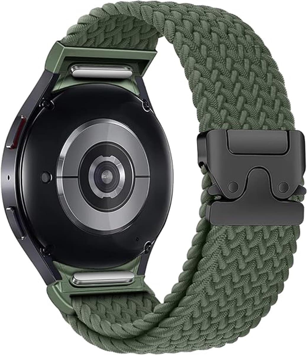 Geen Gap Nylon Gevlochten Band gescht voor Galaxy Watch 7/FE/6/5/4 40mm 44mm, Elastische Magnetische Gesp Band voor Galaxy Watch 6 Classic/4 Classic/5 Pro Herren Damen