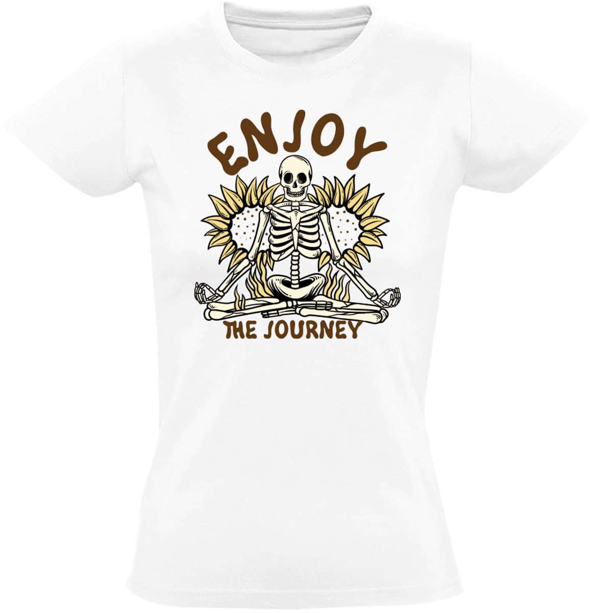 Enjoy The Journey Dames T-shirt - yoga - meditatie - skelet - motivatie - shirt