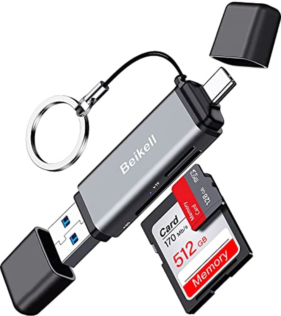 High-Speed USB C & 3.0 Geheugenkaartlezer - 2 in 1 OTG Kaartadapter voor SD/Micro-SD/MMC/TF/SDXC/SDHC - Compatibel met Android, iOS, Windows, Mac OS, Linux