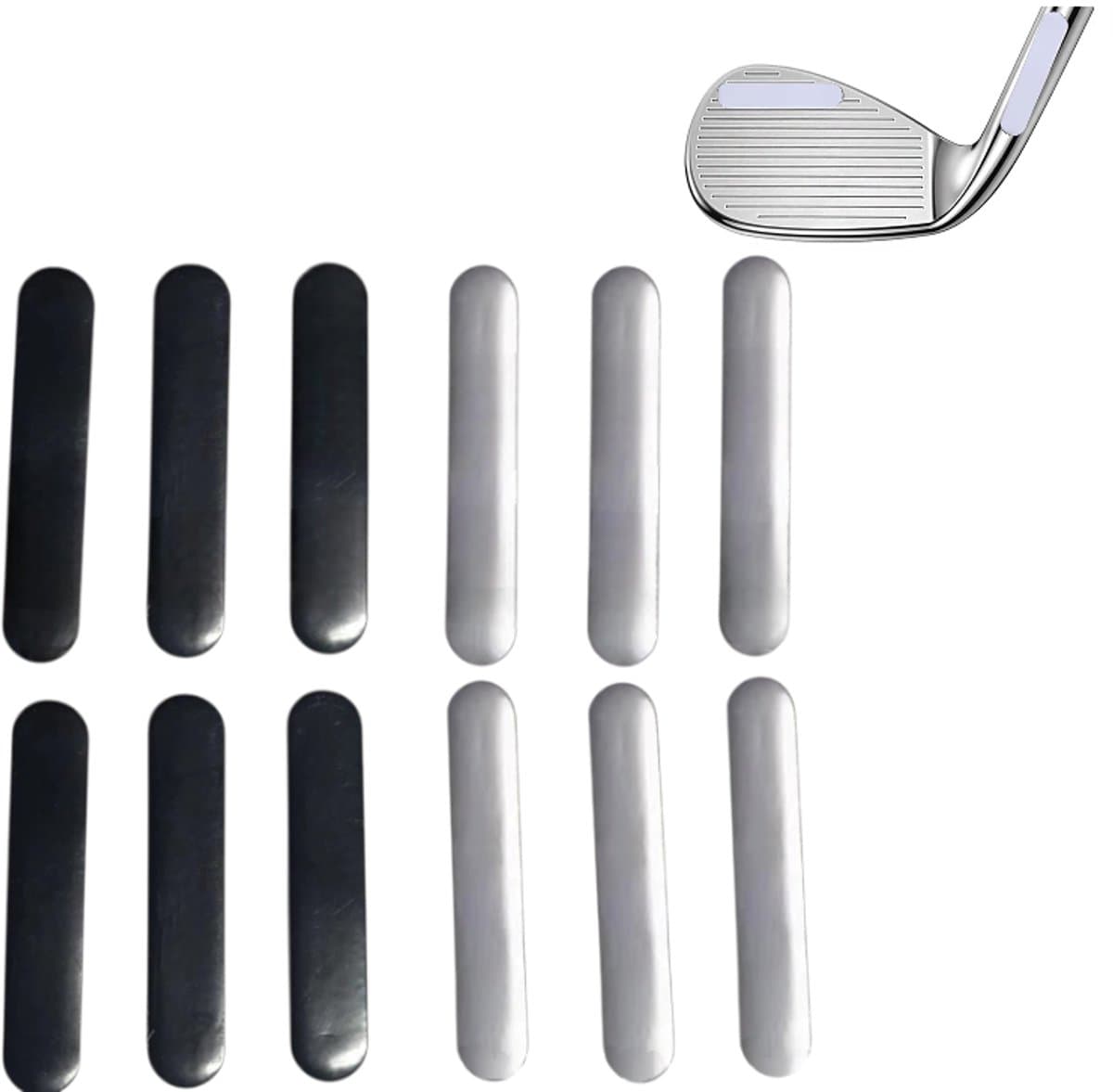 12 stuks - Golfloodstrips - Golfclubgewichten - Loodstrips - Racketgewichten - Zelfklevend - Zwart + Zilver - Voorgesneden loodstrips voor het verzwaren van de golfclubkop - Ook geschikt voor pickleball-, tennis- en badmintonracketgewichten