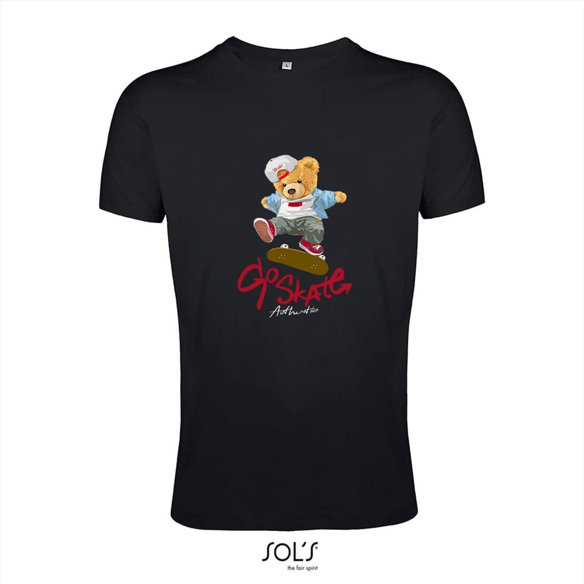 KinderT-Shirt 1-168K Skating Bear - Zwart, kids 5-6jr