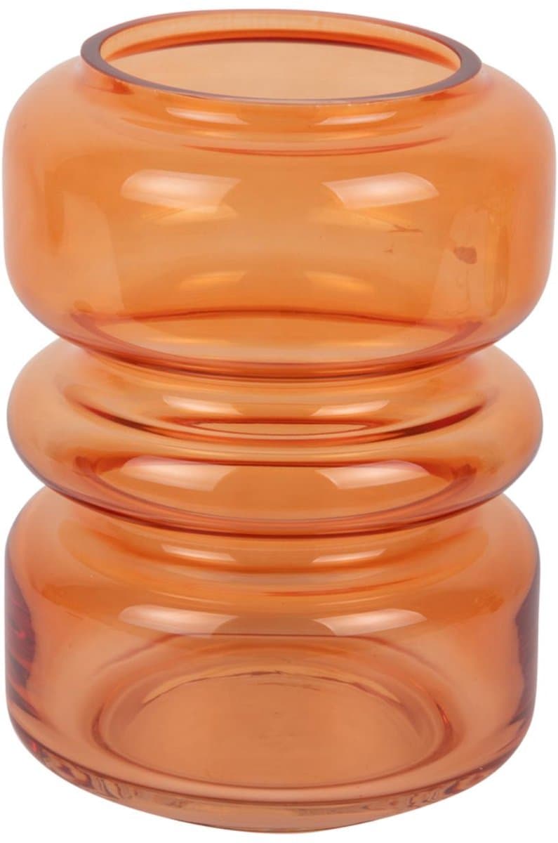 Present Time Vaas Maravillo - Oranje - 14.5x14.5x20cm - Glas - Modern - Bloemenvaas - Woondecoratie - Decoratieve vaas voor woonkamer of slaapkamer
