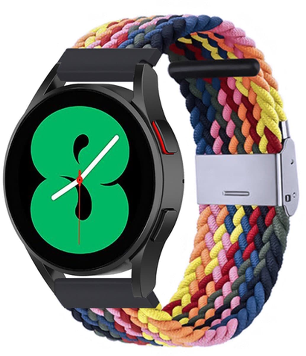 By Qubix - Geschikt voor Garmin bandje - Geschikt voor Garmin Venu 4 - 45mm - Braided nylon bandje - Multicolor Summer - Smartwatch bandje 22mm