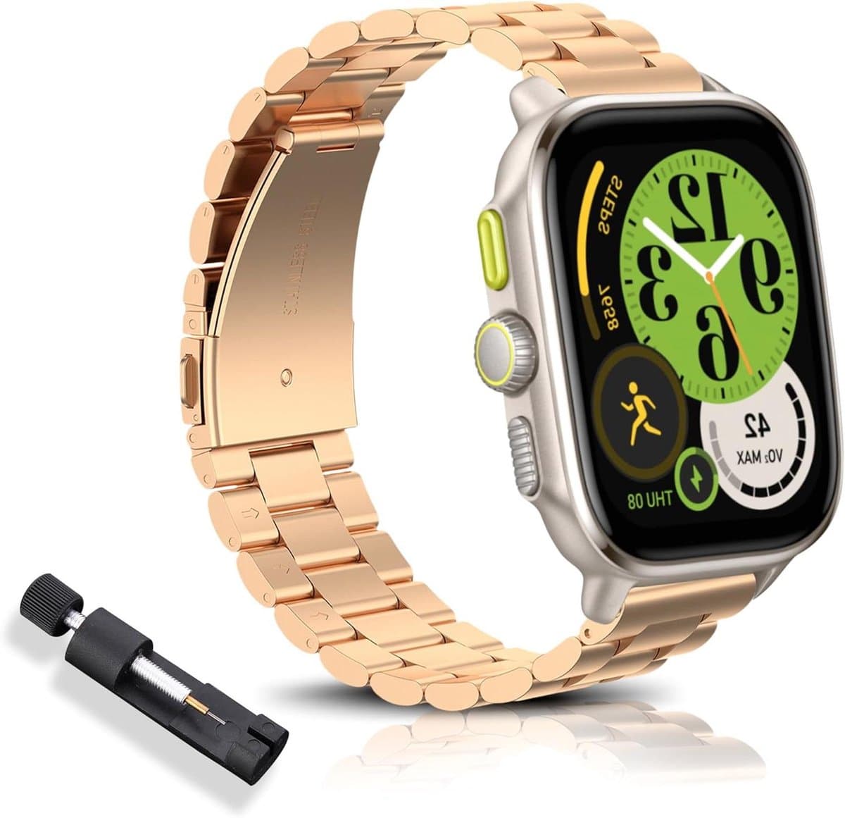 Cosensi - Reservearmband voor smartwatches - 20 mm roestvrijstalen horlogeband - Roségoud