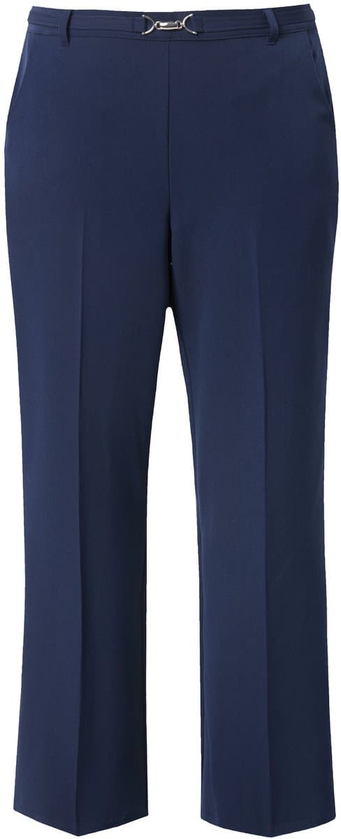 MIAMODA - Dames - Businessbroek rechte pijp sierceintuur met sluiting - Donkerblauw - Maat 50
