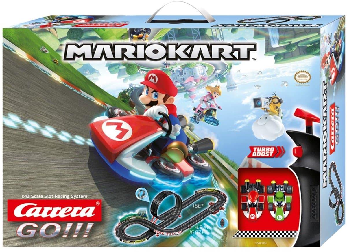 Carrera Go!!! Racebaan - Nintendo Mario Kart Speelgoed - Mario & Luigi - 2 Controllers en 2 Auto's - 4,9 m - 1:43 - 16 onderdelen