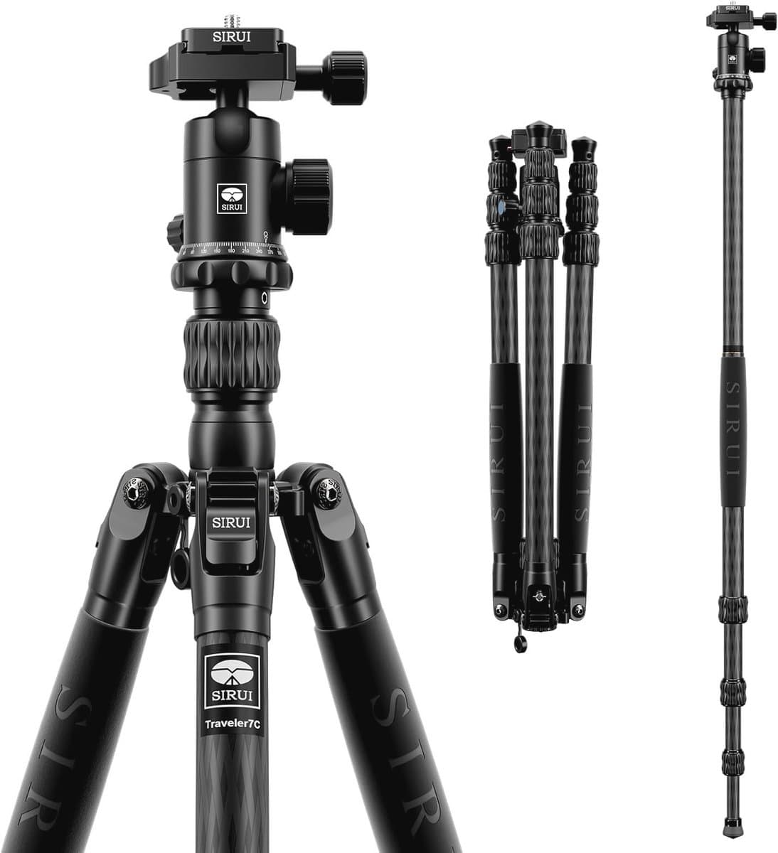 Compact Reiziger Statief 66" - Lichtgewicht Carbon Fiber Tripod met Panorama Kogelkop