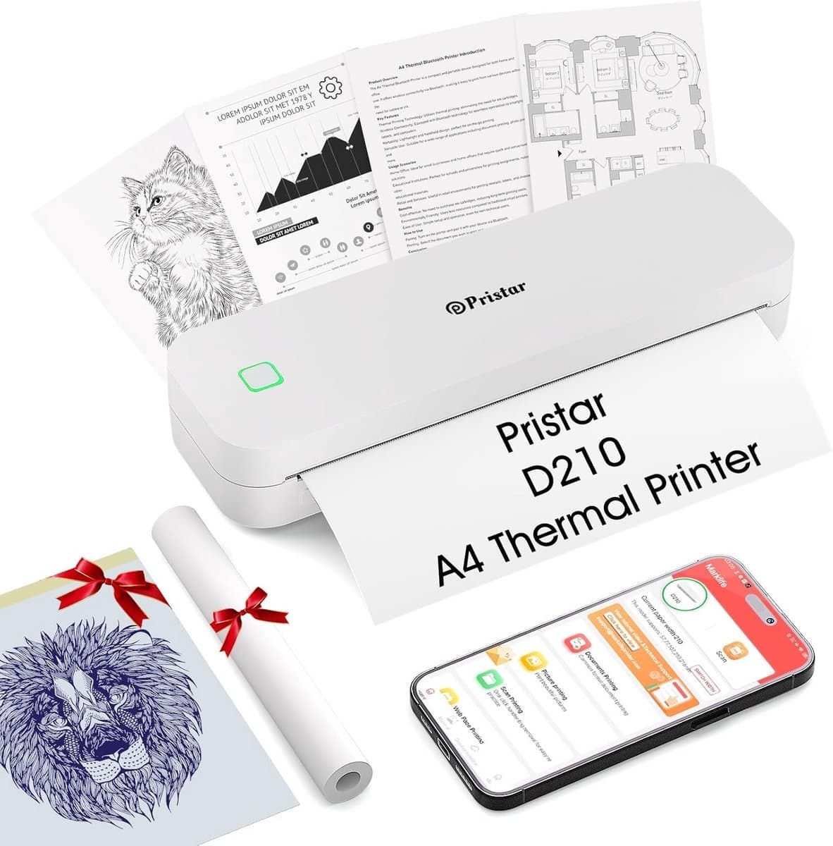Draagbare Bluetooth Thermische Printer A4 voor iOS, Android en Laptops