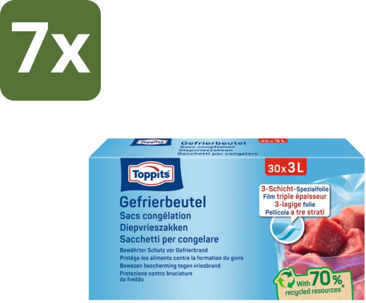7 x Toppits – Diepvrieszakjes – 3 Liter – 30 Zakjes - Kabel - Kabels - Kabelsysteem - Kabelsysteem