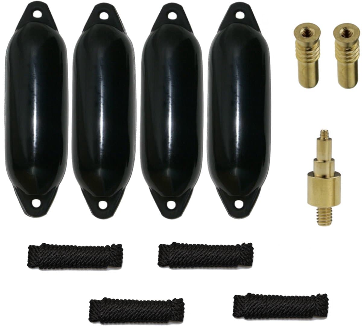 Set van 4 met Majoni Star 15 stootwillen incl. spatelleidingen, 2 vervangingsventielen, 1 ventieladapter - zwart, 45 x 12 cm