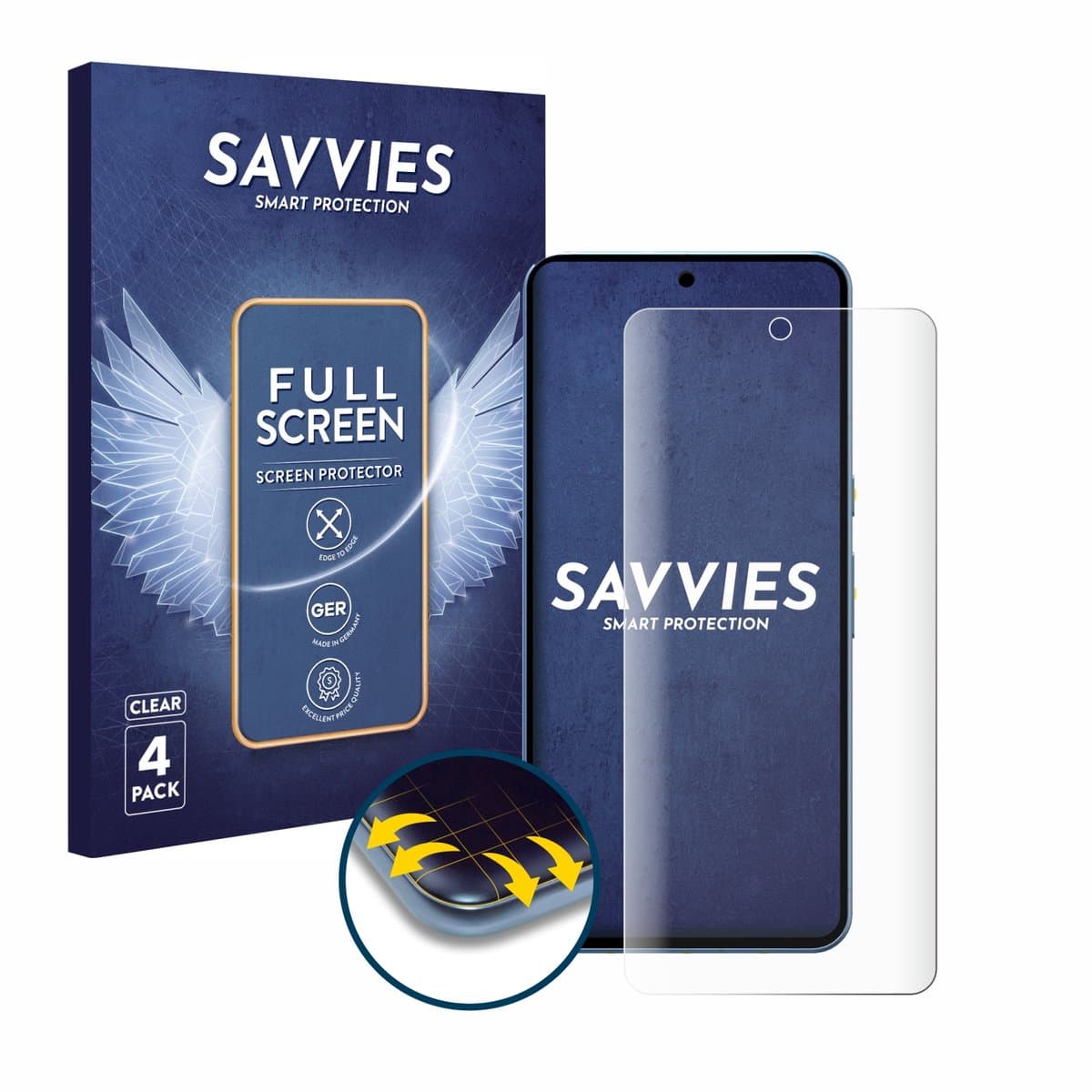 Savvies - Screenprotector voor Google Pixel 8 Pro - Folie Beschermfolie transparant volledig dekking 4 Stuks