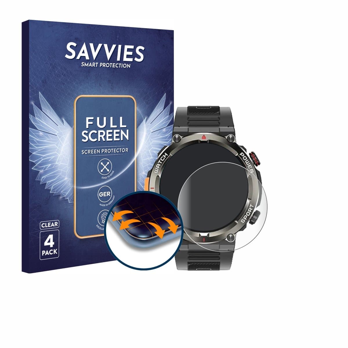 Savvies - Screenprotector voor Iowodo W50 Pro 1.45" - Folie Beschermfolie transparant volledig dekking 4 Stuks