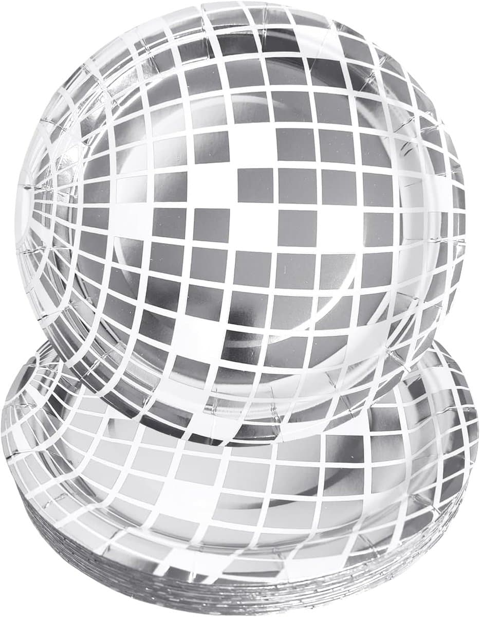 Feestborden - Disco Decoratie - Feestelijke Tafel - Glanzend Zilver Design - 7 Inch - Zilver