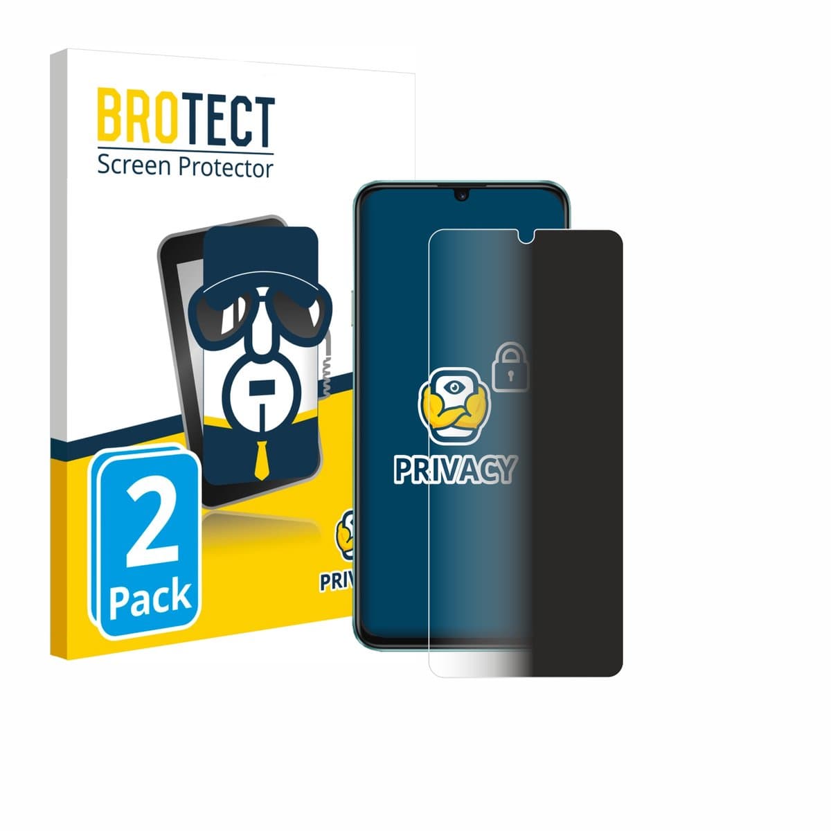 BROTECT - privacy screenprotector voor Huawei Enjoy 70 - Folie Beschermfolie Blauwlichtfilter 2 Stuks