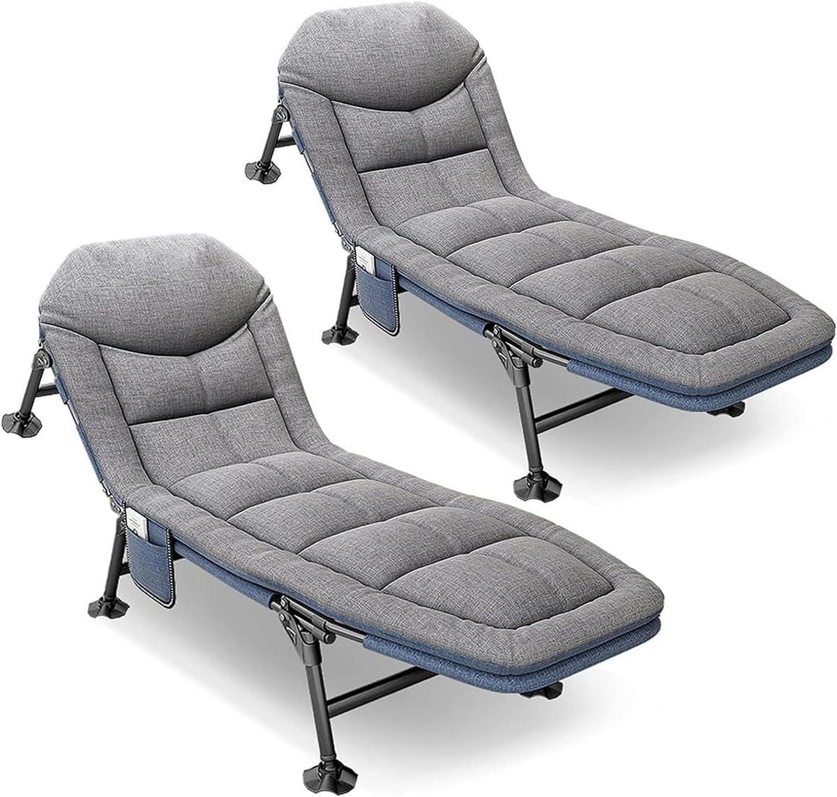 Inklapbaar Campingbed Veldbed met Kussen en Opbergvakken