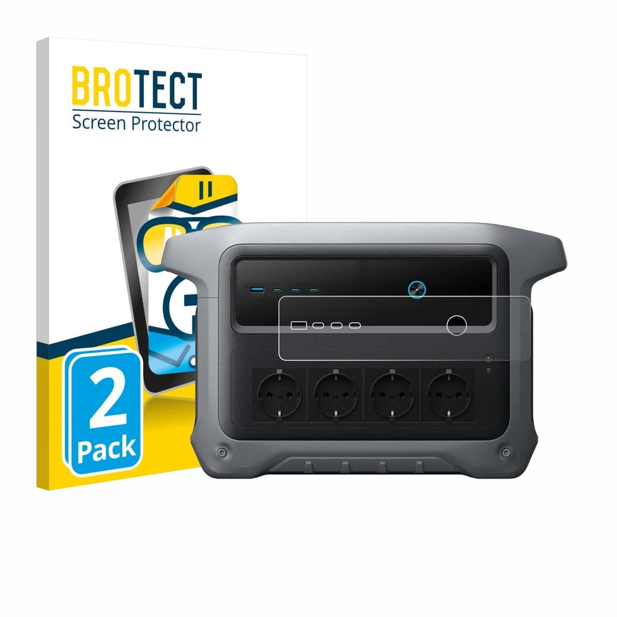 BROTECT - Screenprotector voor Anker SOLIX C1000 Gen 2 - Folie Beschermfolie transparant 2 Stuks