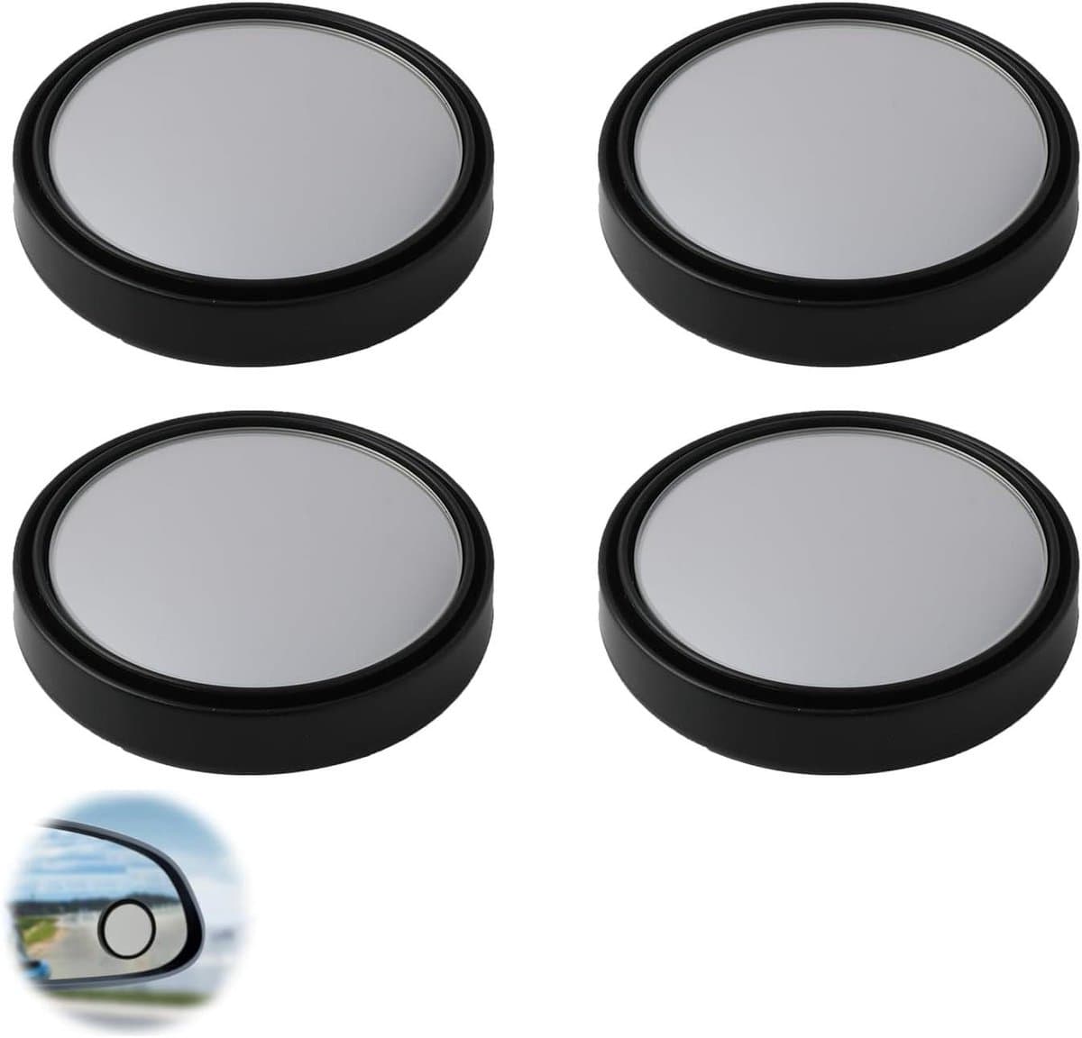 Allecto plus - Set van 4HD Crystal Mirror Convex Rear View Mirror - Verbeterde weergave - Veiligheidsaccessoire voor alle voertuigtypes - Zwart