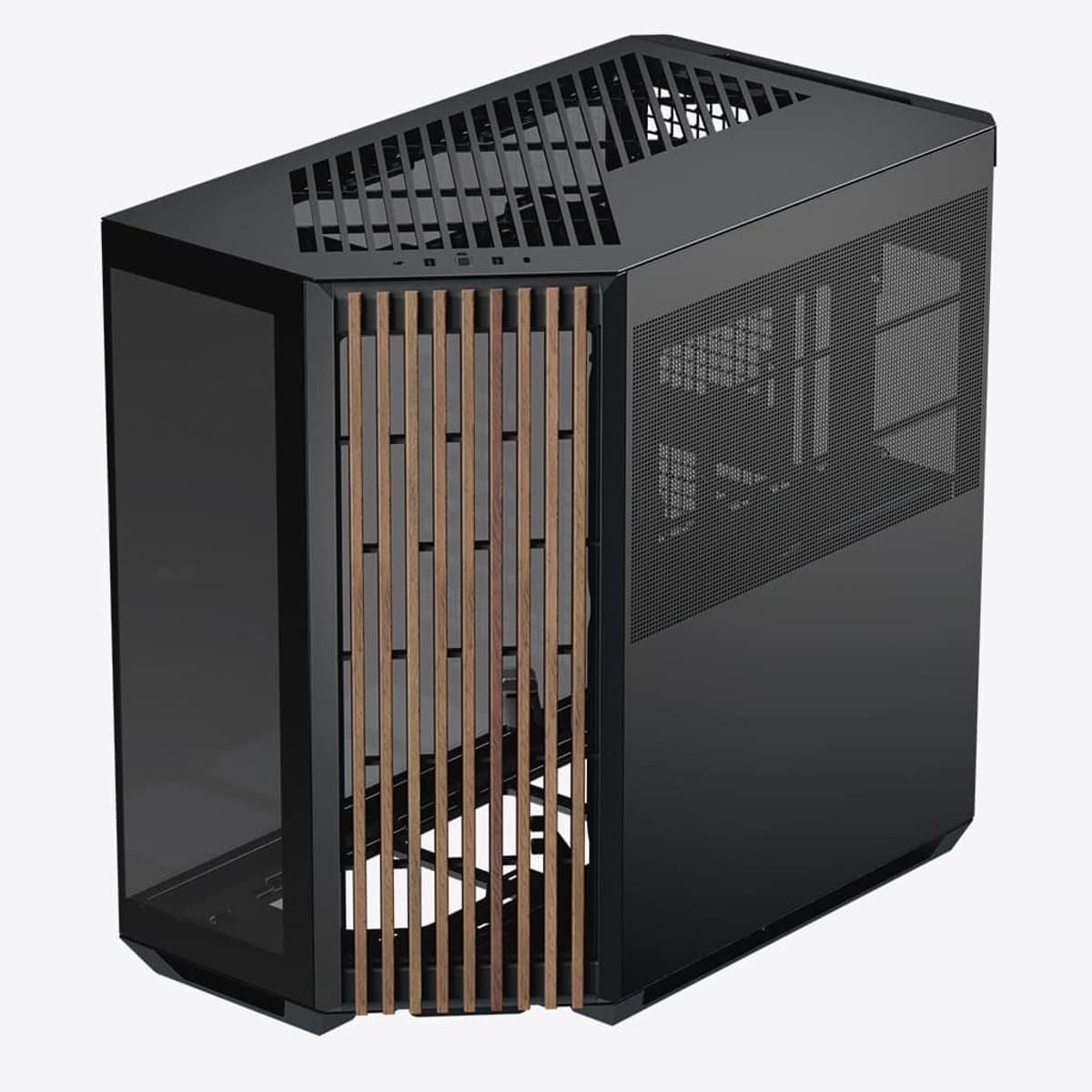 APNX V1-W-BK-v1 Midi Tower Zwart, Hout