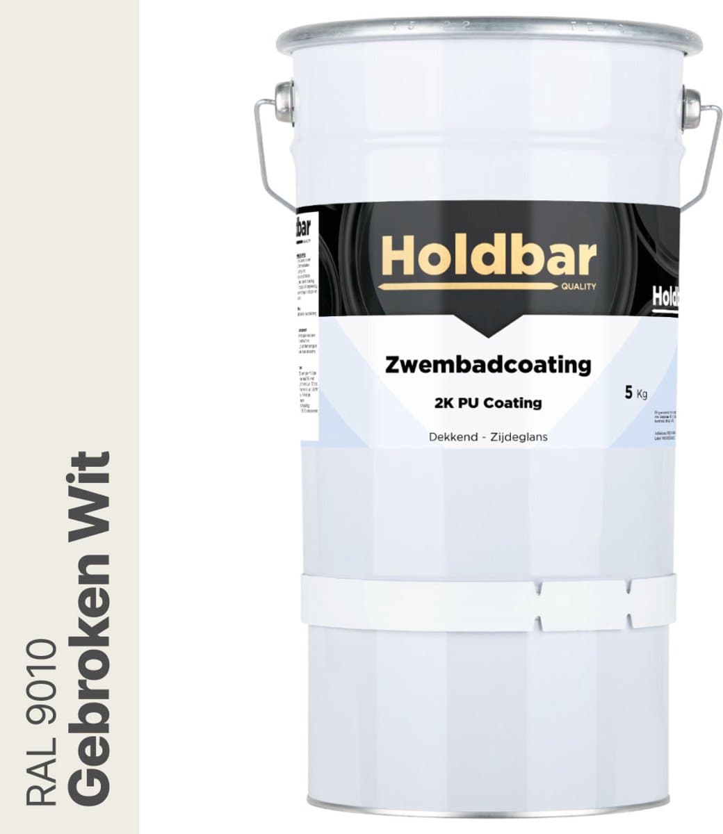 Holdbar Zwembadcoating Gebroken Wit (RAL 9010) 5 kg - Zwembadverf - Alle kleuren - Waterdicht - Gemakkelijk reinigen - UV-bestendige Zwembad Verf - Chloor en Chemicaliën Bestendig - 2 Componenten