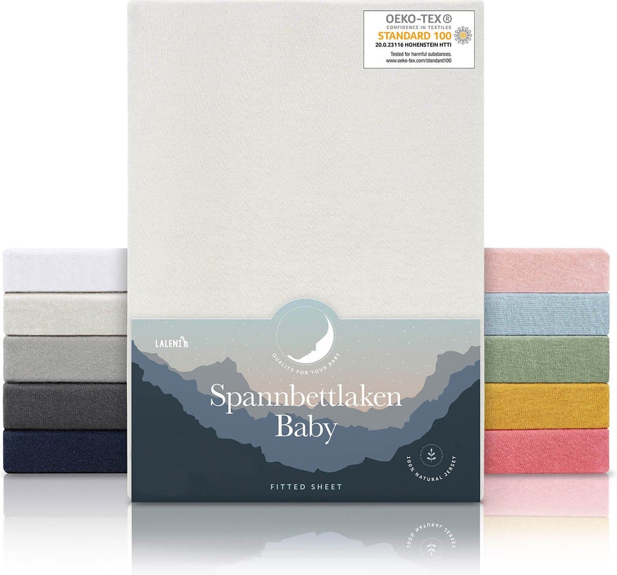 Laleni Jersey Baby/Kind Hoeslaken - Actief Ademend - Oeko-Tex Certificeerd - Babybed, Wieg, Kinderbed 55 x 90 x 10cm, ivoor, set van 2