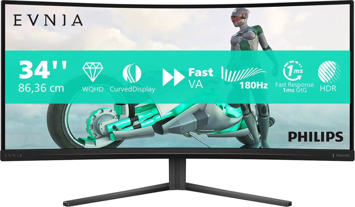 Philips Evnia 34M2C3500L - QHD Curved Ultrawide Monitor - 180hz - 34 inch