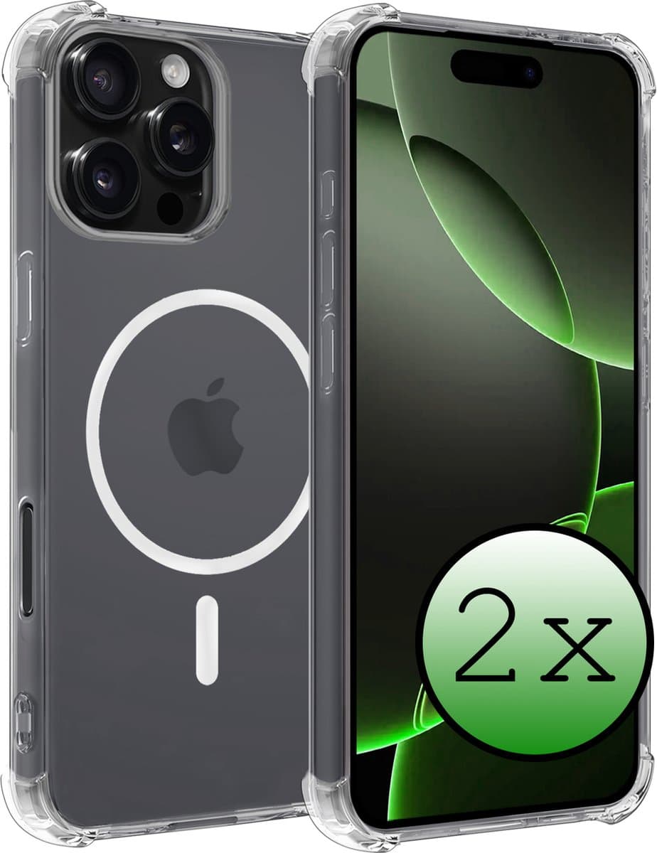 Hoesje 2 Stuks - Geschikt voor Apple iPhone 16 Pro Max - Magsafe Compatible - Sterk & Shockproof - Back Cover - Shock Proof Case - Telefoon Hoes - Transparant
