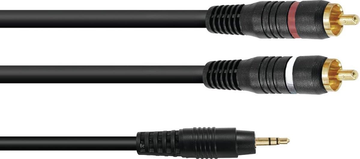 OMNITRONIC jack kabel 3 5 mm -  jack naar tulp - aux kabel - audio kabel 3.5 Jack/2xRCA 3m bk