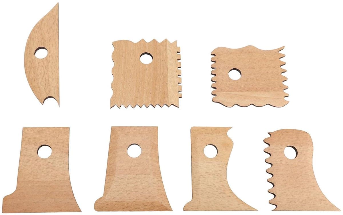 Dailygoods - Dailygoody - Aardewerk Voetvormer - Klei Gereedschap Set - Ergonomisch Design - Beukenhout - Diverse Stijlen - Voor Aardewerk Keramiek - 7-delige Set