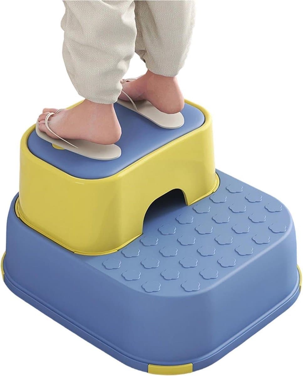 Opstap kruk - Kinder trapje - Zelfstandig wassen - Antislip bodem - 24x35x24 cm - Wit