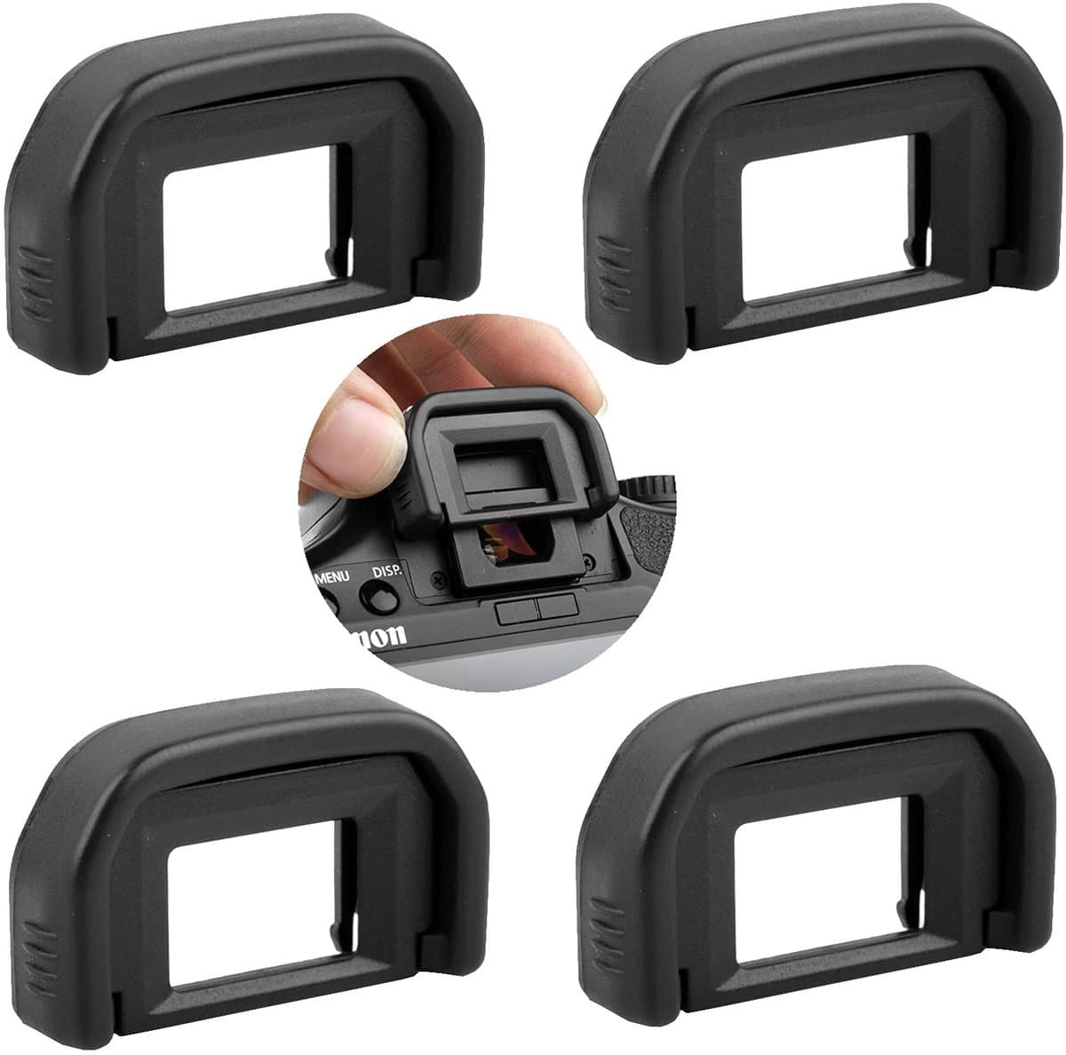 Allecto - Rubber Oogschelpzoeker - Camera Oculair Zoekers - Lichtwerend en Comfortabel - Zwart - Geschikt voor Canon - 4 Stuks