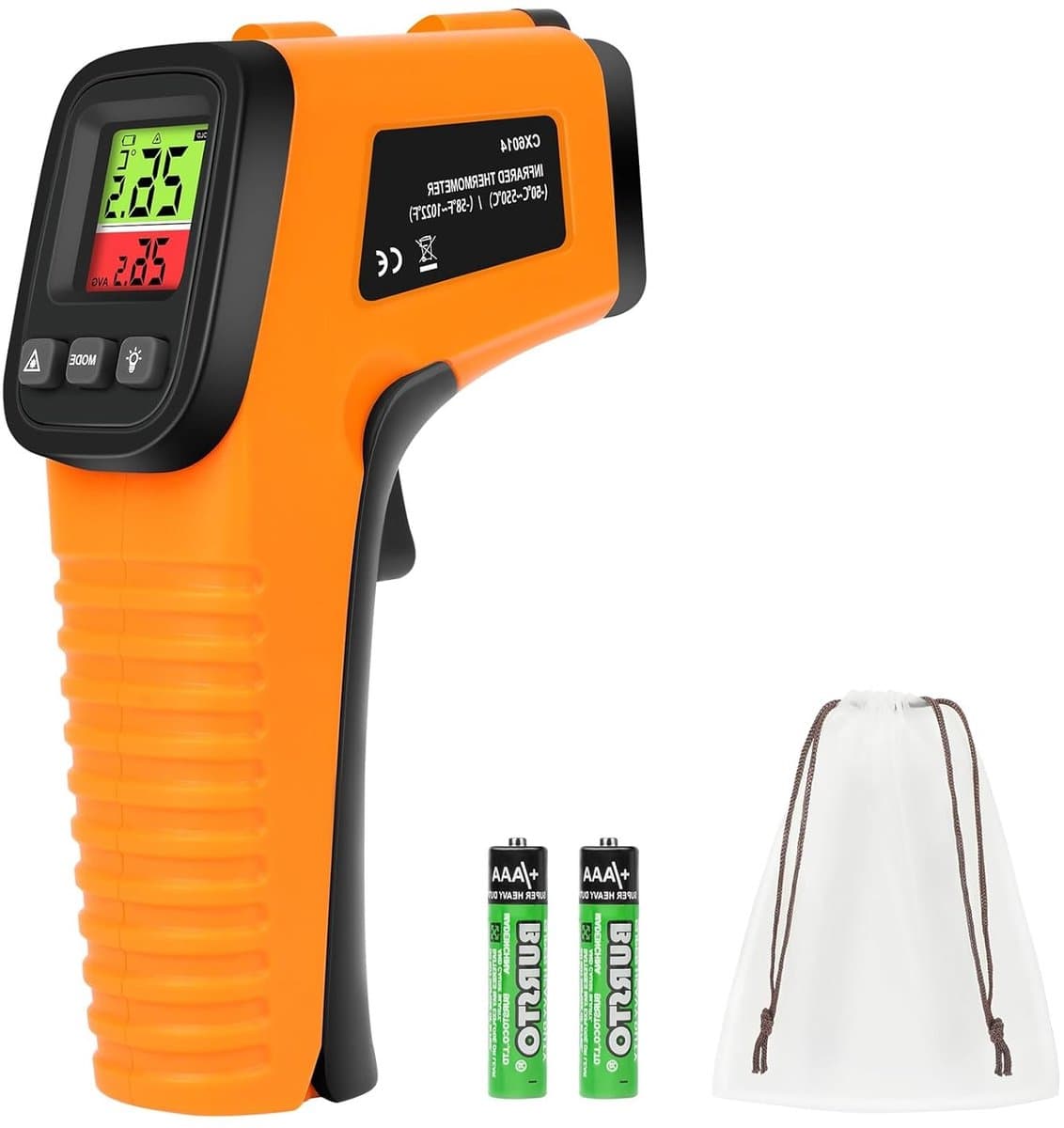 Professionele Infraroodthermometer -50°C tot 550°C, Non-Contact Temperatuurmeter met LCD Display, Ideaal voor Koken, Oven en Koelkast